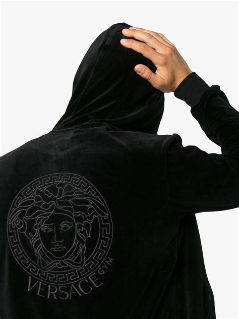 versace velour sweatshirt black|versace sweaters for men.